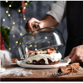 Couvercle en verre anti-poussière avec dôme de gâteau en verre assiette